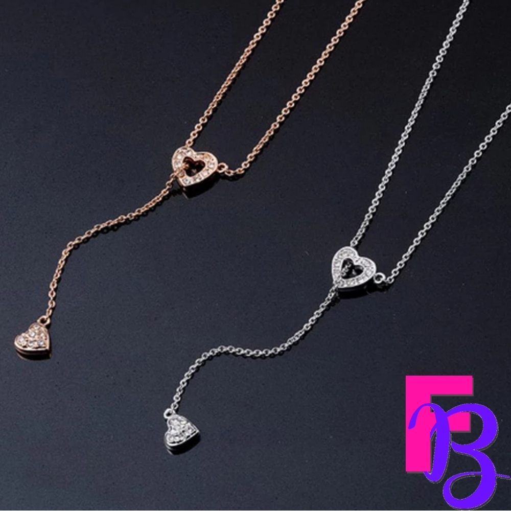 18k White Gold Double Heart CZ Pendant & Chain - Picture 4 of 11